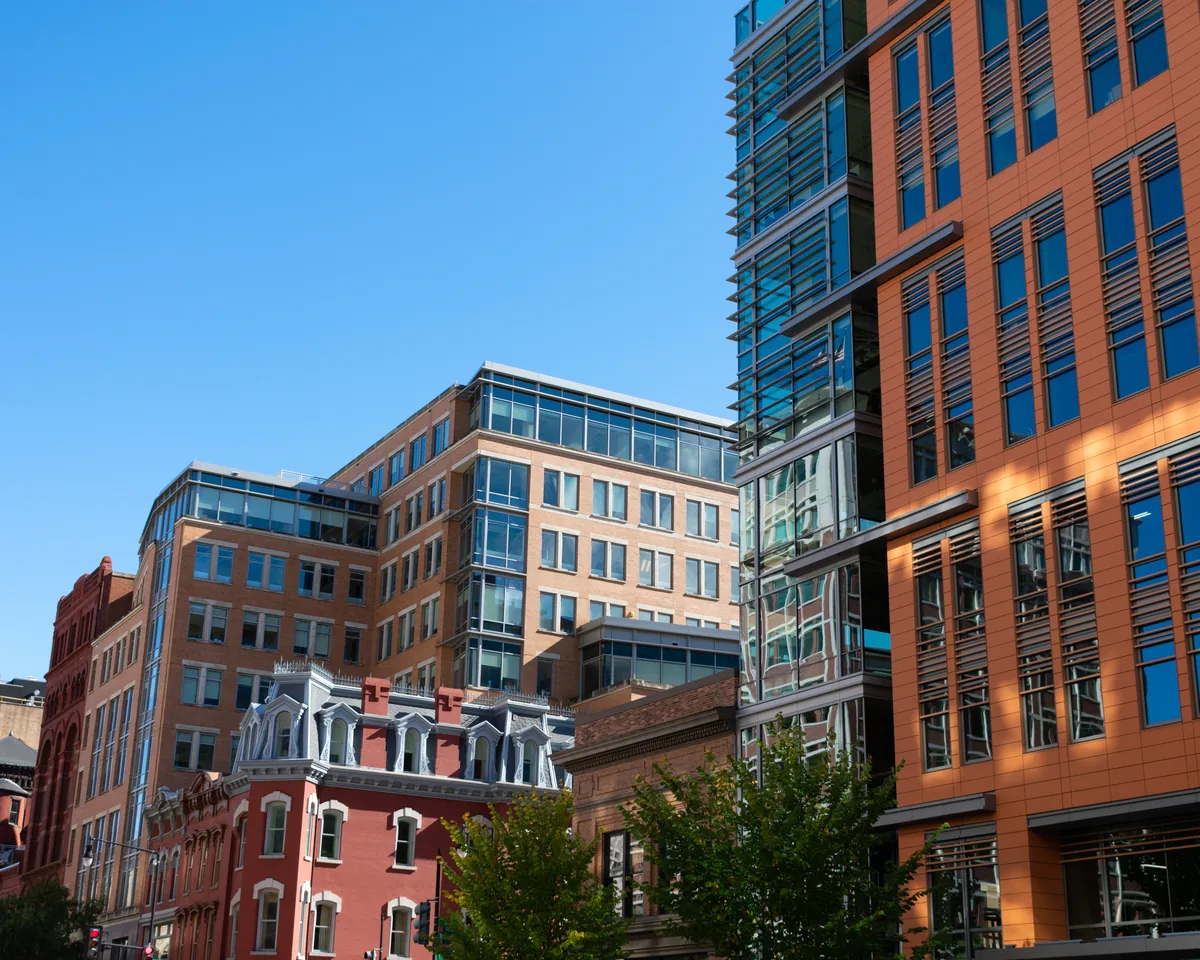 Historic and modern office buildings in downtown Washington DC served by DC Locks & Doors locksmith services